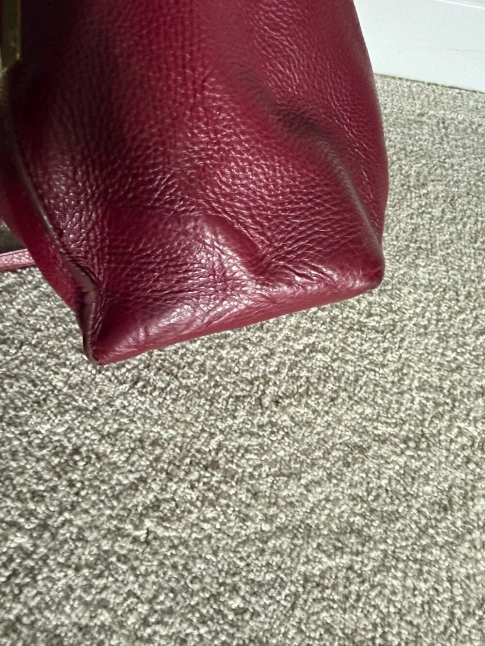Stuart Weitzman Pebbled Leather Burgundy Hobo Bag
